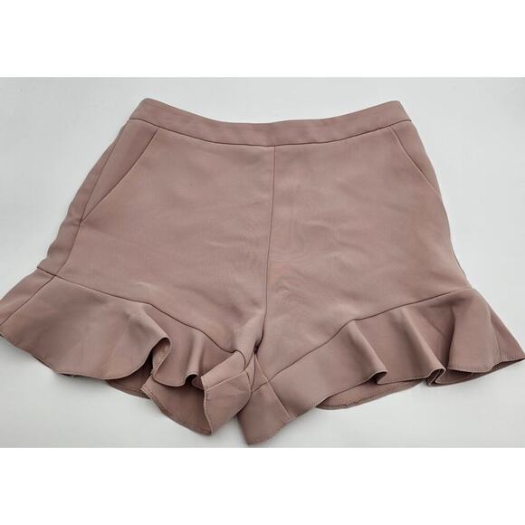 Topshop Women's Size 6 Mauve Pink Frill Hem Ruffled High Waist Shorts - Picture 2 of 9